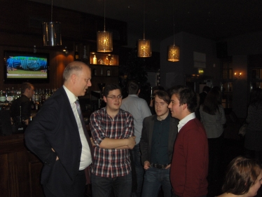 Chris Greyling MP talking to a group of Liverpool CF members