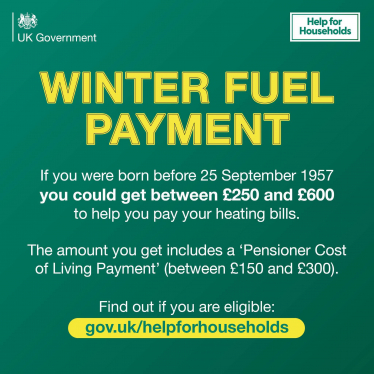 You can get a Winter Fuel Payment if you were born before 25 September 1957.